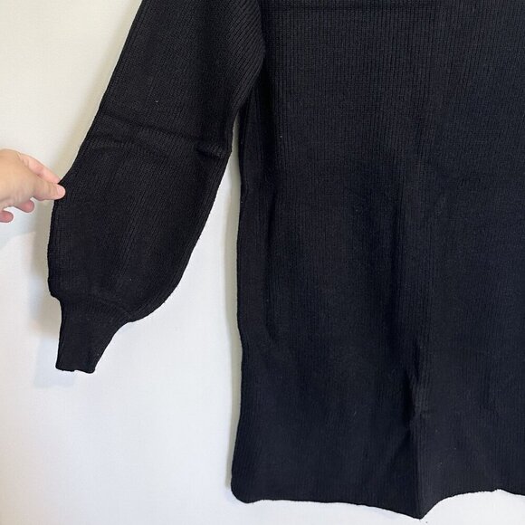 NWT Halogen Black Boatneck Puff Sleeve Sweater Dress - Size: Small - Picture 5 of 7